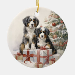 Vintage Berner Sennenhund Weihnachten Keramik Ornament