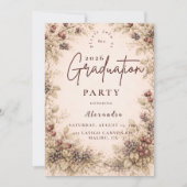 Vintage Berry Botanical Graduation Party Einladung (Vorderseite)