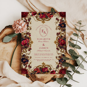 Vintage Berry- und Rose-Rahmen Einladung