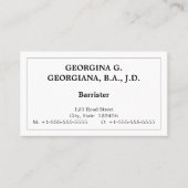 Vintage, Berufliche Anwaltskarte Visitenkarte (Vorderseite)