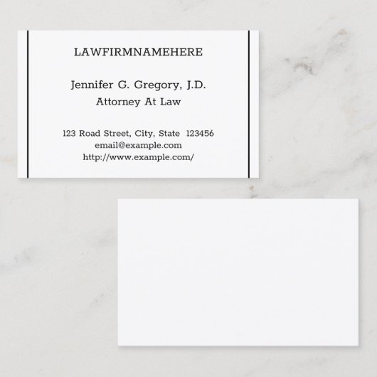 Vintage, Berufliche Anwaltskarte Visitenkarte (Vorne/Hinten)