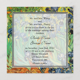 Vintage berühmte Kunst, Van Gogh, Irises Hochzeit Einladung