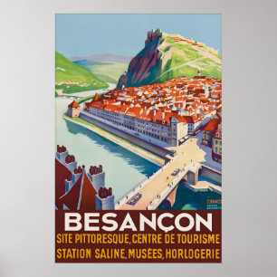 Vintage Besancon Frankreich Reiseplakat Zitadelle Poster