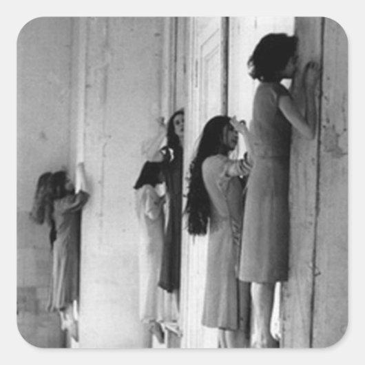 Vintage, besessene Frauen Quadratischer Aufkleber (Vorderseite)