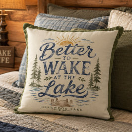 Vintage Besser am Deerwood Lake aufwachen Kissen