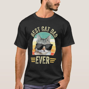 Vintage Best Cat Dad Ever Brille Retro Vatertag T-Shirt