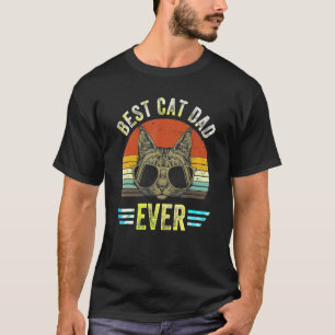 Vintage Best Cat Dad Ever Brille Retro Vatertag T-Shirt