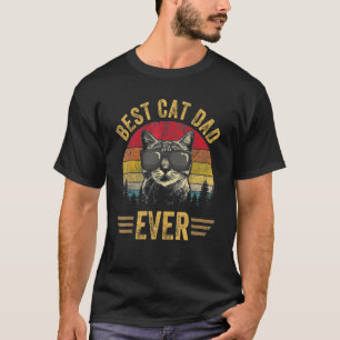 Vintage Best Cat Dad Ever Brille Retro Vatertag T-Shirt