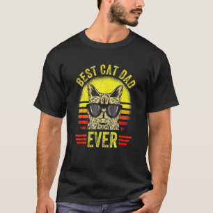 Vintage Best Cat Dad Ever Brille Retro Vatertag T-Shirt