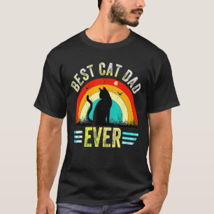 Vintage Best Cat Dad Ever Brille Retro Vatertag T-Shirt