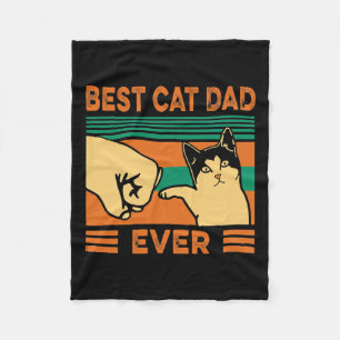 Vintage Best Cat Dad Ever Bump Fist Vatertag Fleecedecke