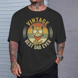 Vintage Best Cat Dad Ever Retro Fathers Day Gift  T-Shirt