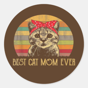 Vintage Best Cat Mom Ever Muttertag Geschenk  Runder Aufkleber