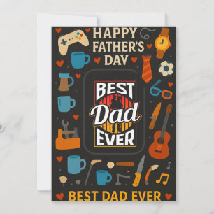 Vintage Best Dad Ever Fishing Vater-Tag-Flatcard Einladung