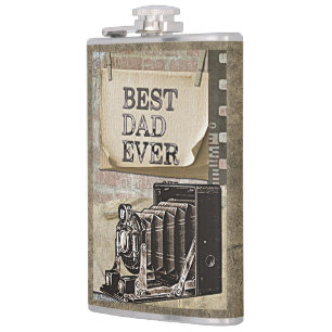 Vintage Best Dad Ever Kamera zum Vatertag Antiquit Flachmann