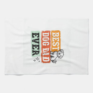 Vintage Best Dog Dad Ever Süßes Hund-Shirt Design_ Geschirrtuch