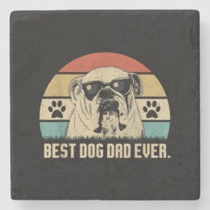 Vintage Best English Bulldog DAD Ever Shirt Vater Steinuntersetzer