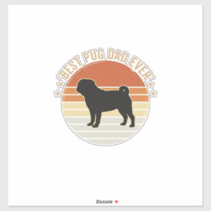 Vintage Best Pug Dad Ever Hundeliebhaber Shirt Des Aufkleber