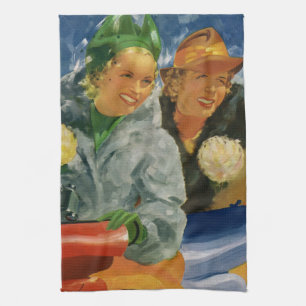 Vintage beste Freunde! Elegante und stilvolle Frau Geschirrtuch