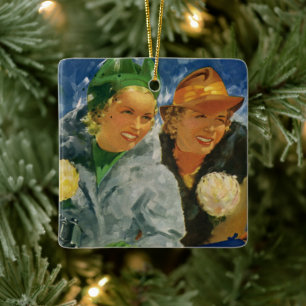 Vintage beste Freunde! Elegante und stilvolle Frau Keramikornament