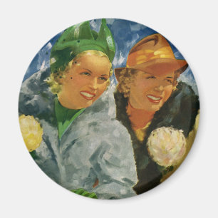 Vintage beste Freunde! Elegante und stilvolle Frau Magnet