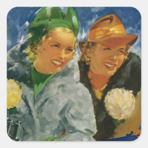 Vintage beste Freundinnen! Elegante und stilvolle Quadratischer Aufkleber
