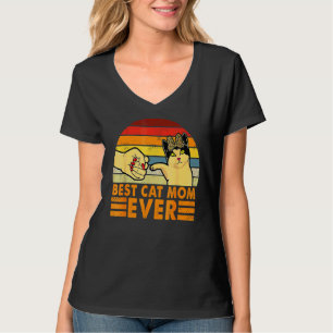 Vintage Beste Katze Mama Faustschlag Mama Frauenmo T-Shirt