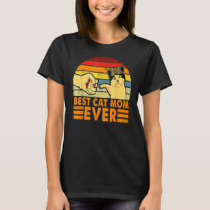 Vintage Beste Katze Mama Faustschlag Mama Frauenmo T-Shirt