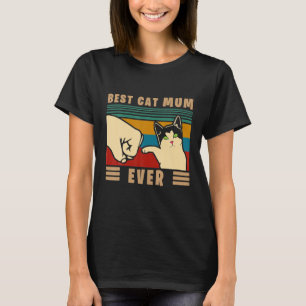 Vintage Beste Katze Mum je Faust Bump Retro-Katze T-Shirt