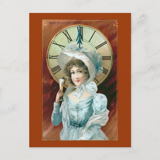 Vintage "Beste Neujahrswünsche" Feiertagspostkarte (Vorderseite)