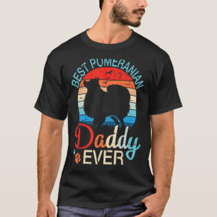 Vintage Bester Pomeranian-Hund Papa Ever Glücklich T-Shirt
