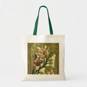 Vintage bestickte Blätter und Blume Tote Tasche