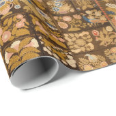 Vintage bestickte Blumendecke mit Tieren Geschenkpapier (Rolleneckpunkt)