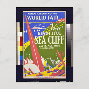 Vintage: Besuchen Sie Sea Cliff (Long Island) WPA Postkarte