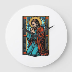 Vintage betende religiöse Figur Vector-Shirt Desi Große Wanduhr