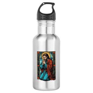 Vintage betende religiöse Figur Vektor-Shirt Desi Edelstahlflasche
