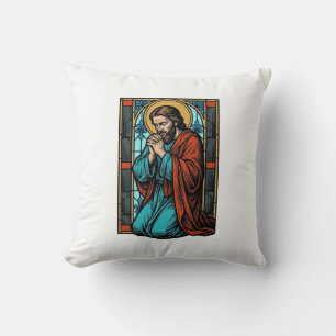 Vintage betende religiöse Figur Vektor-Shirt Desi Kissen