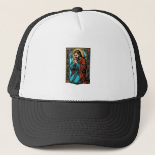 Vintage betende religiöse Figur Vektor-Shirt Desi Truckerkappe