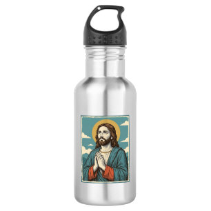 Vintage betender Heiland religiöses Shirt-Design_1 Edelstahlflasche