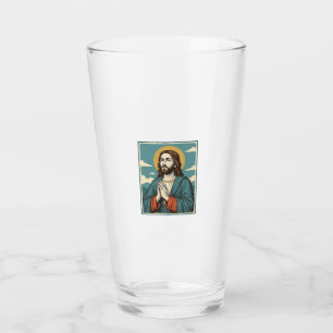 Vintage betender Heiland religiöses Shirt-Design_1 Glas