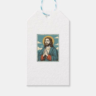 Vintage betender Heiland religiöses Shirts-Design_ Geschenkanhänger
