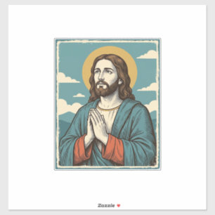 Vintage betender Heiland religiöses Shirtsdesign_1 Aufkleber