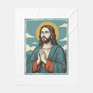 Vintage betender Heiland religiöses Shirtsdesign_1 Fleecedecke