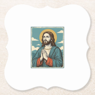 Vintage betender Heiland religiöses Shirtsdesign_1 Untersetzer