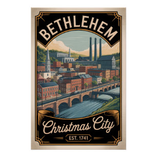 Vintage Bethlehem Pennsylvania Retro-Reise Poster