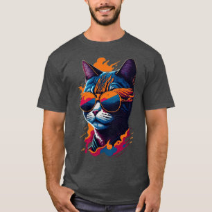 Vintage Beulen und feline Flair Retro Coole Katze T-Shirt