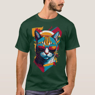 Vintage Beulen und feline Flair Retro Coole Katze  T-Shirt