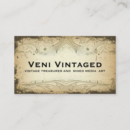 Vintage beunruhigte Blumengeschäfts-Karten Visitenkarte (Vorderseite)