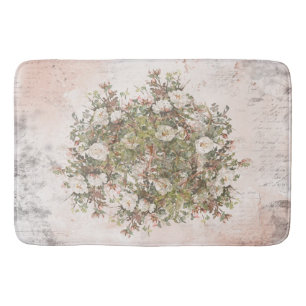Vintage beunruhigte Boho Weiß-Rose Badematte