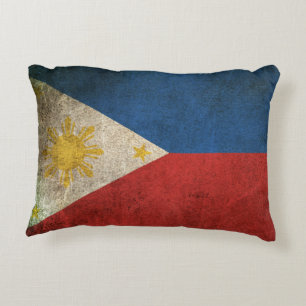 Vintage beunruhigte Flagge der Philippinen Dekokissen